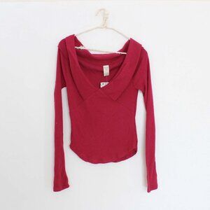 Free People Hot Stuff V Neck Ribbed Layering Top